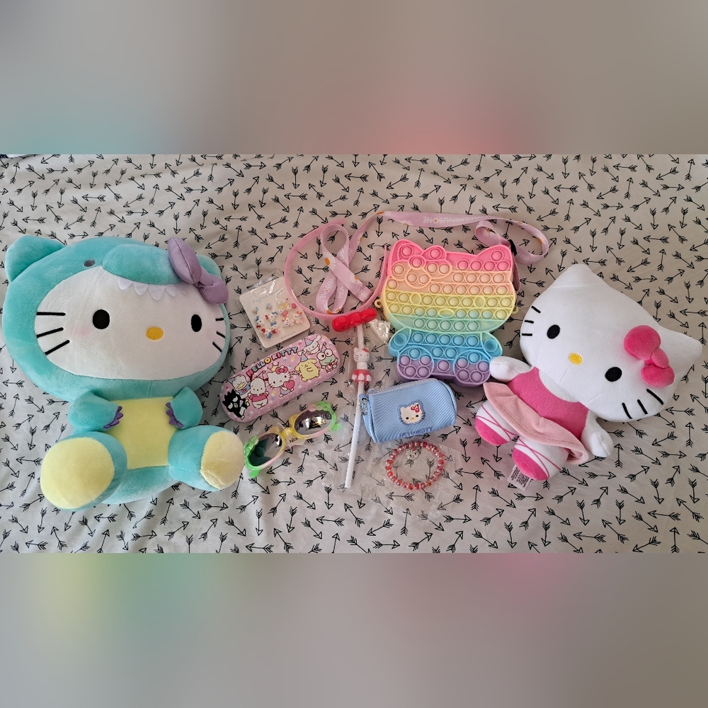 Lot of Hello Kitty Plushies and Accessories